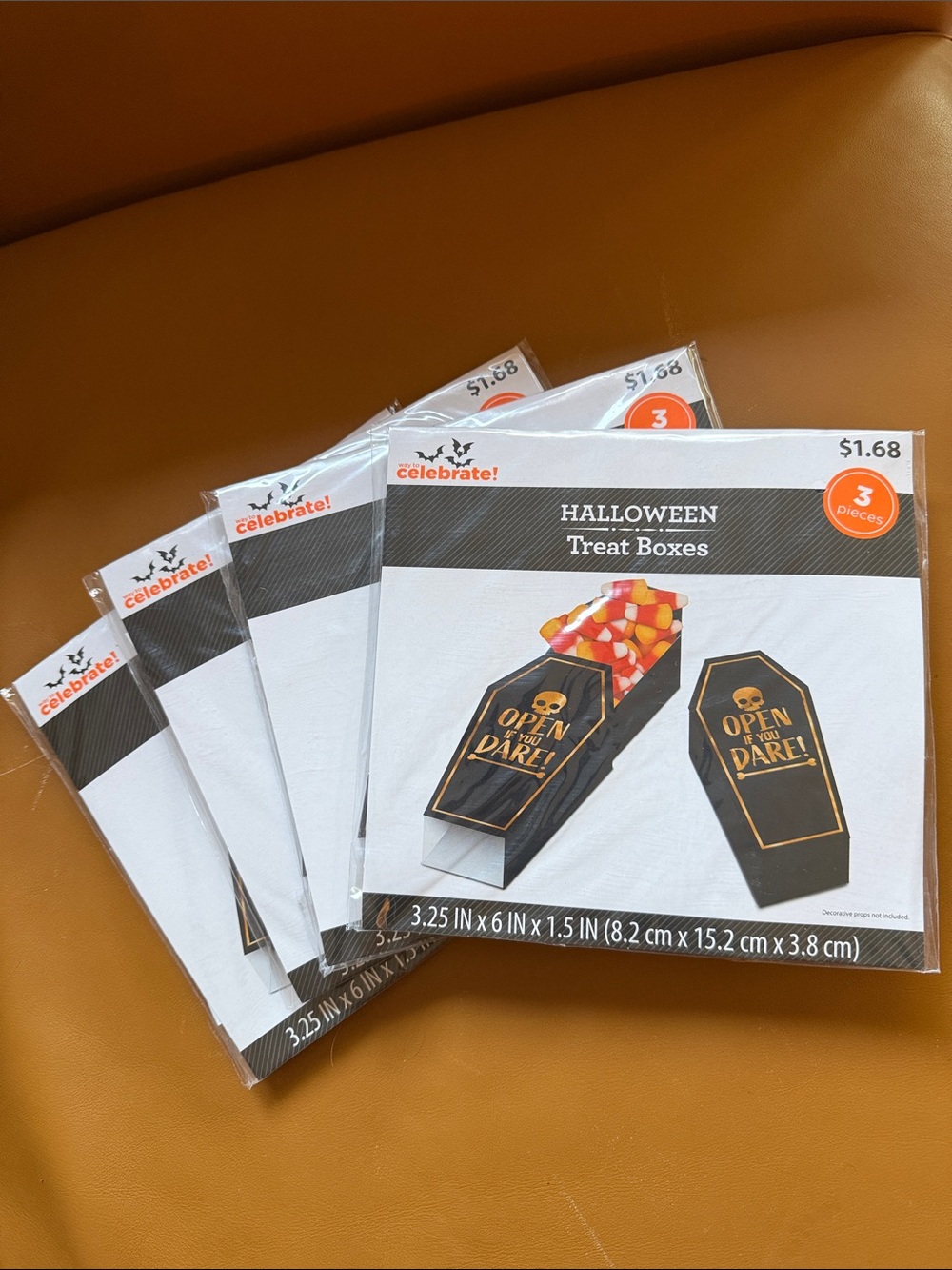Lot of 4, Halloween Black Coffin Treat Boxes - 3 Pack